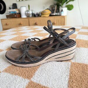 Clarks Brown Wedge Sandals with Espadrille Platform